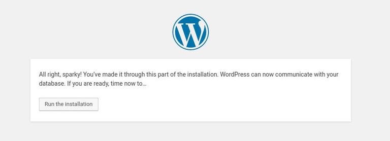 Image suggesting to run the WordPress installation