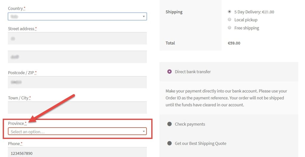 Image showing how to rename State label at Checkout page in WooCommerce