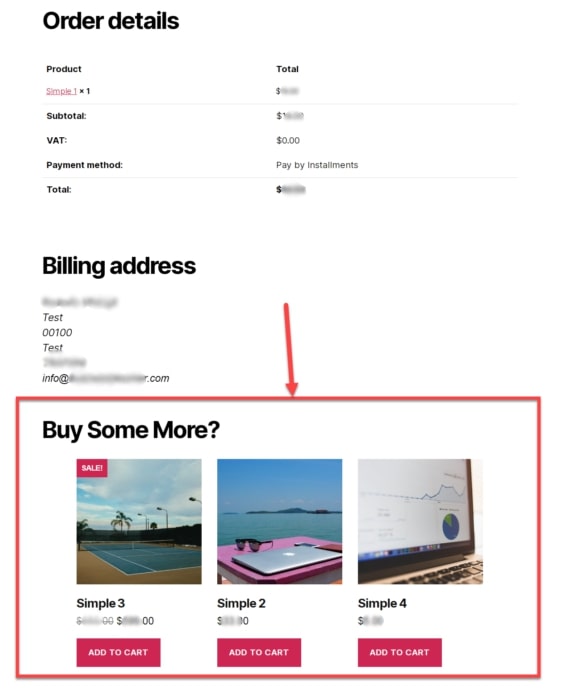 Image describing how to show product upsells at Thank You page in WooCommerce