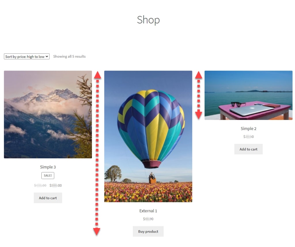 Image showing how to add equal product heights at shop page